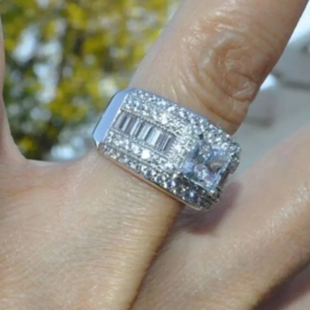 Large 11mm New Solid 14k white gold or yellow Gold Engagement Ring size 7